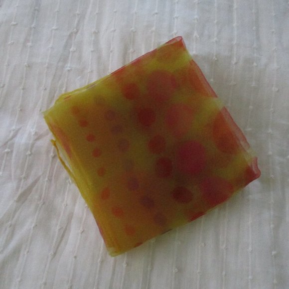1950s yellow dotted chiffon scarf - Picture 6 of 6